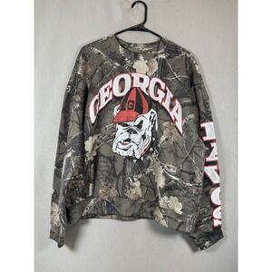 Hollister x Blue 84 Georgia Bulldogs Camo Sweatshirt - Boxy Fit UGA Crewneck L